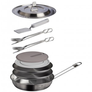 Stanley The Wildfare Pro Fry Pan Cookset 15-piece set | 1.1 QT Pale Pebble + Stone | 953761IGQ