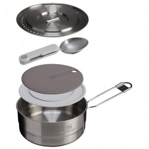 Stanley The Wildfare Pro Saucepan Cookset 5-piece set | 2 QT Pale Pebble + Stone | 103984UJB