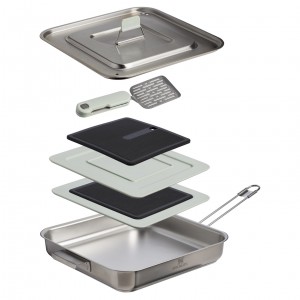 Stanley The Wildfare Pro Square Pan Cookset 5-piece set | 2 QT Pale Pebble + Stone | 302497IOT